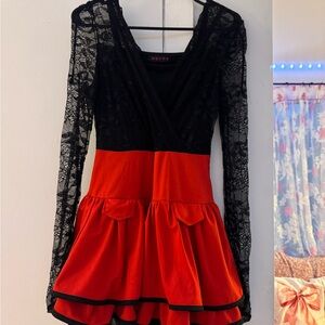 Black and Red Lace Dress